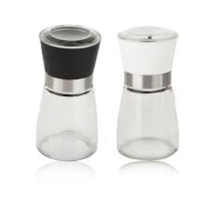 Stainless Steel Salt and Pepper Grinder Spice Mill with Glass Body