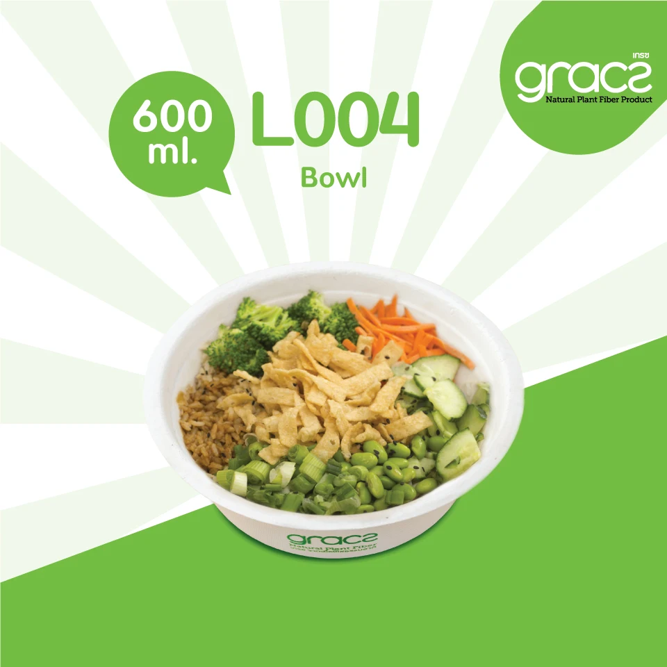 
Gracz L004 Bowl 600ml eco friendly packaging cup bowl food containers Thailand 