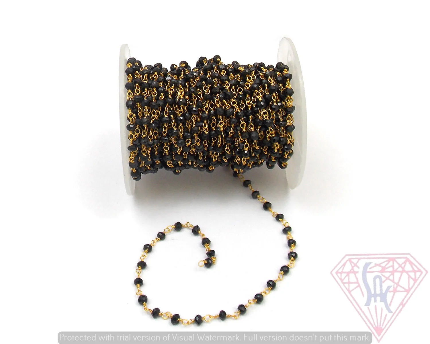 925 Sterling Silver 5 Feet Black Spinal Rondelle Shape Natural Multi Gemstone Beaded Rosary Coin Charm Chain