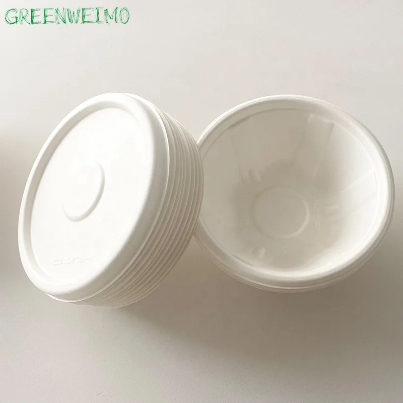 Biodegradable Bagasse Pulp Paper Takeaway Lunch Food Container Custom Take Away Plate Bowl