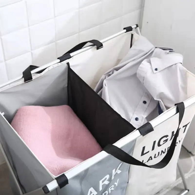 Trendy Multi Purpose New Modern Storage Double Folding Collapsible Laundry Basket