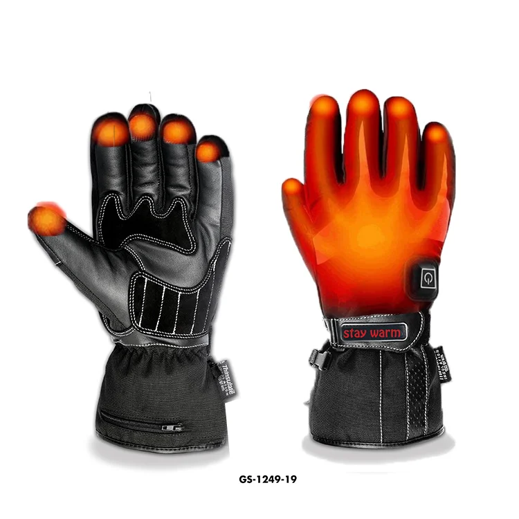 Winter Men Winter Electric Leather Heated Gloves Full Finger Heated  Motorcycle Gloves For Motorcycle Outdoor Work Bike