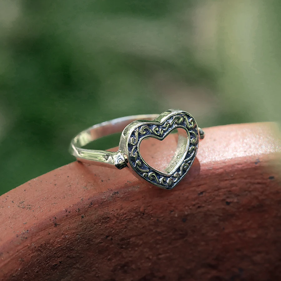 Balinese Simple Heart Sterling Silver Ring