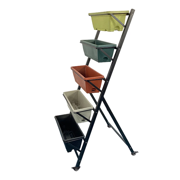 Jiahe Stackable Metal Plastic Flower Pots Planters Stand Outdoor Indoor Gardening Garden Planter Box Vertical Raised Garden Bed