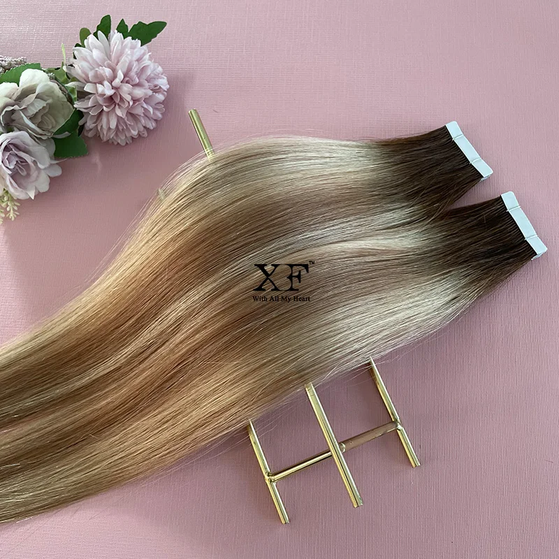 Adhesive Hair Extensions 100% European Hair Stick Tape In Hair Extension For Vendors