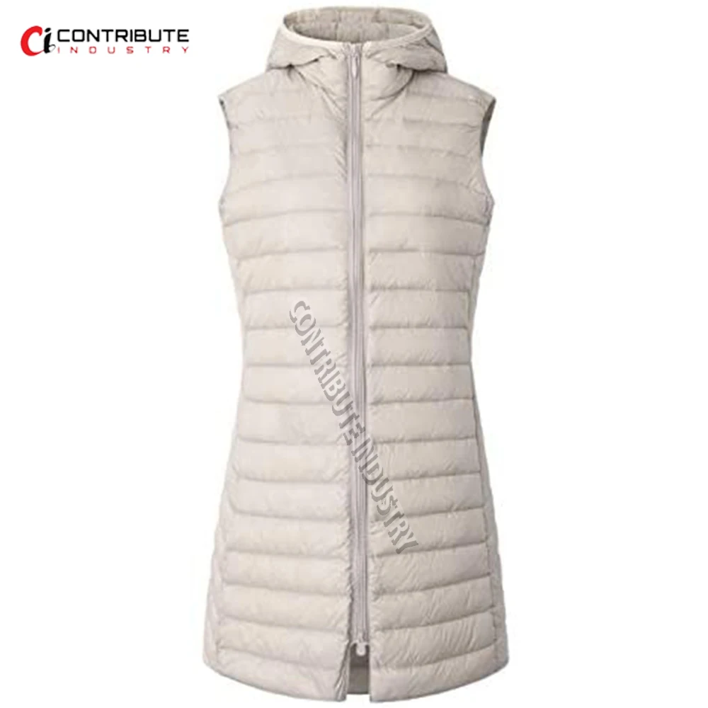 Женский зимний ветрозащитный пуховик жилет блестящий длинный пуховой для дам