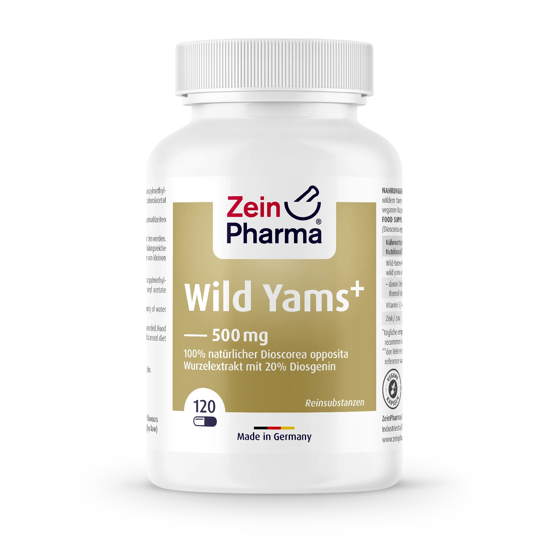 ZeinPharma Wild Yams Capsule (120x 500 mg) Healthy Supplement Made in Germany Custom Private Label High Quality