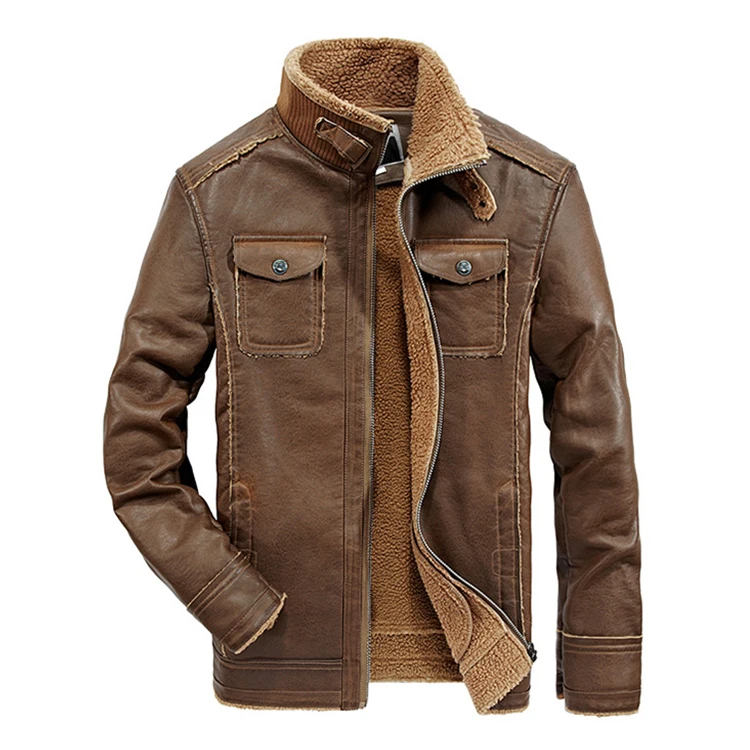 Новейший продукт оптовая продажа одежда модные зимние кожаные куртки мужская кожаная куртка оригинальная коричневая