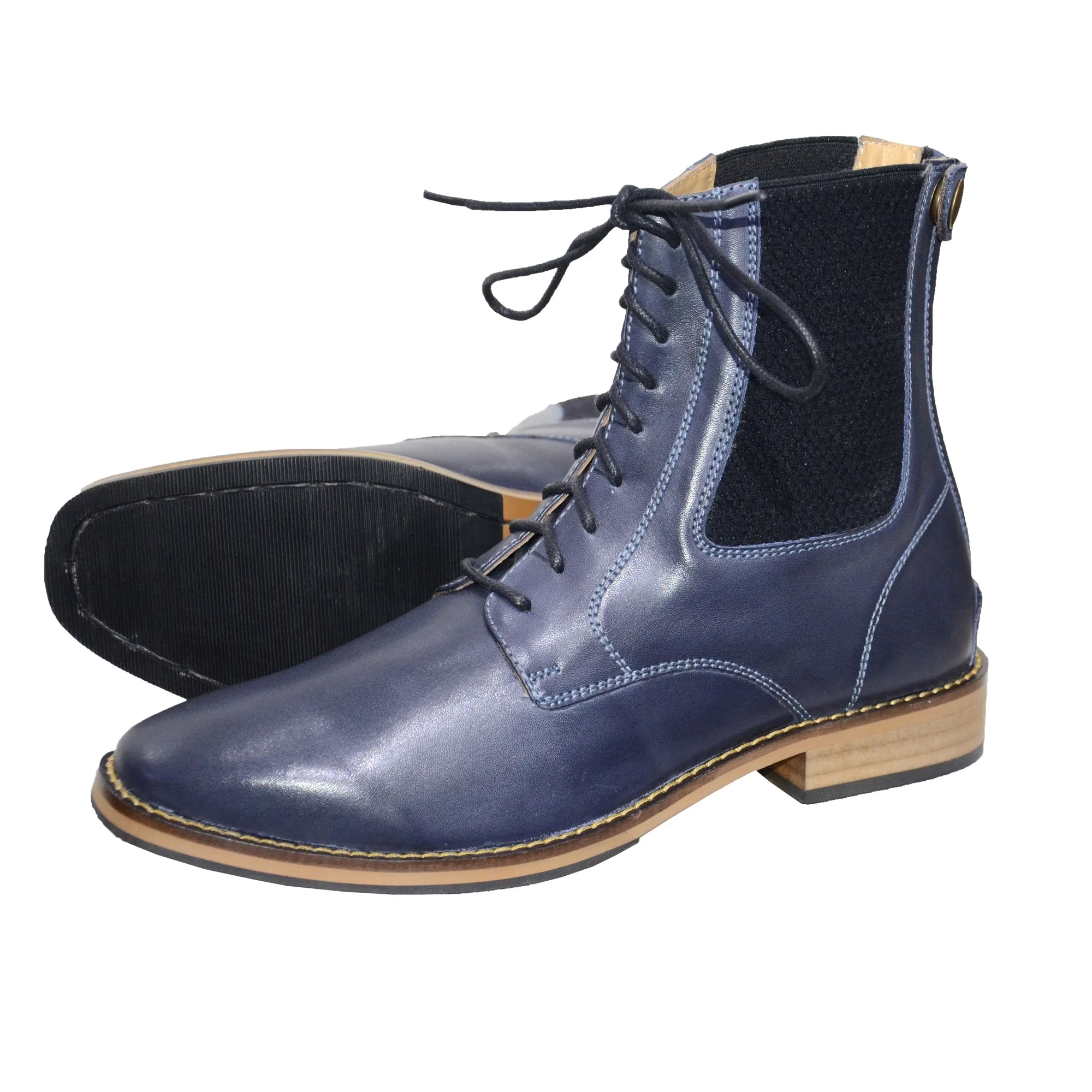 Wholesale 100% Pure Leather Chelsea Boots Summer Horse Riding Shoes Genuine Leather Lining EVA Insole Western Style Black Color