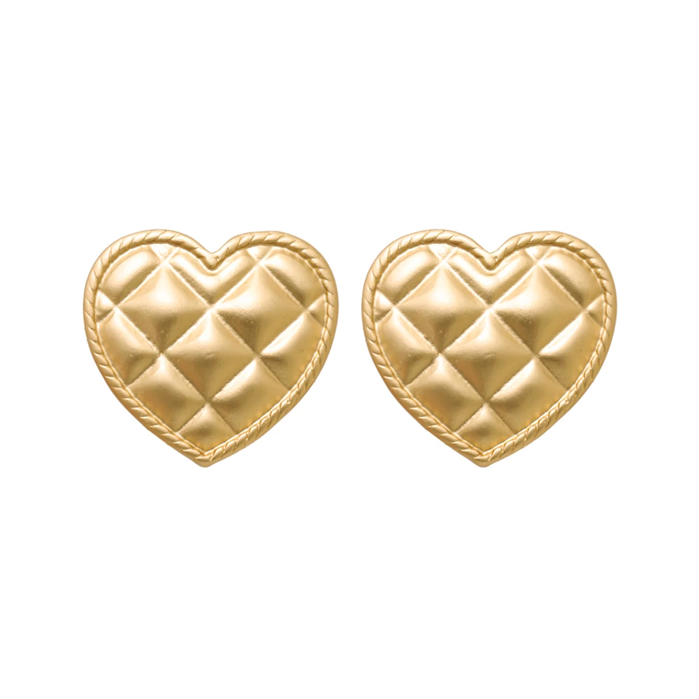 Gold Color crown Stud Earrings for Young Girls Simple Bead Round Ethiopian African American European Jewelry Heart Earrings
