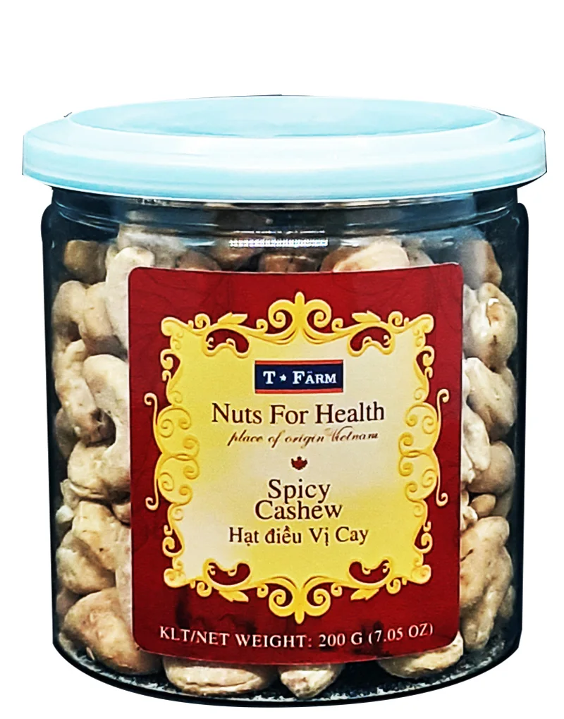 T Farm Vietnam Cashew Nuts Driec Condition Ready To Eat  SPICY CASHEW T-FARM - JAR 200GR