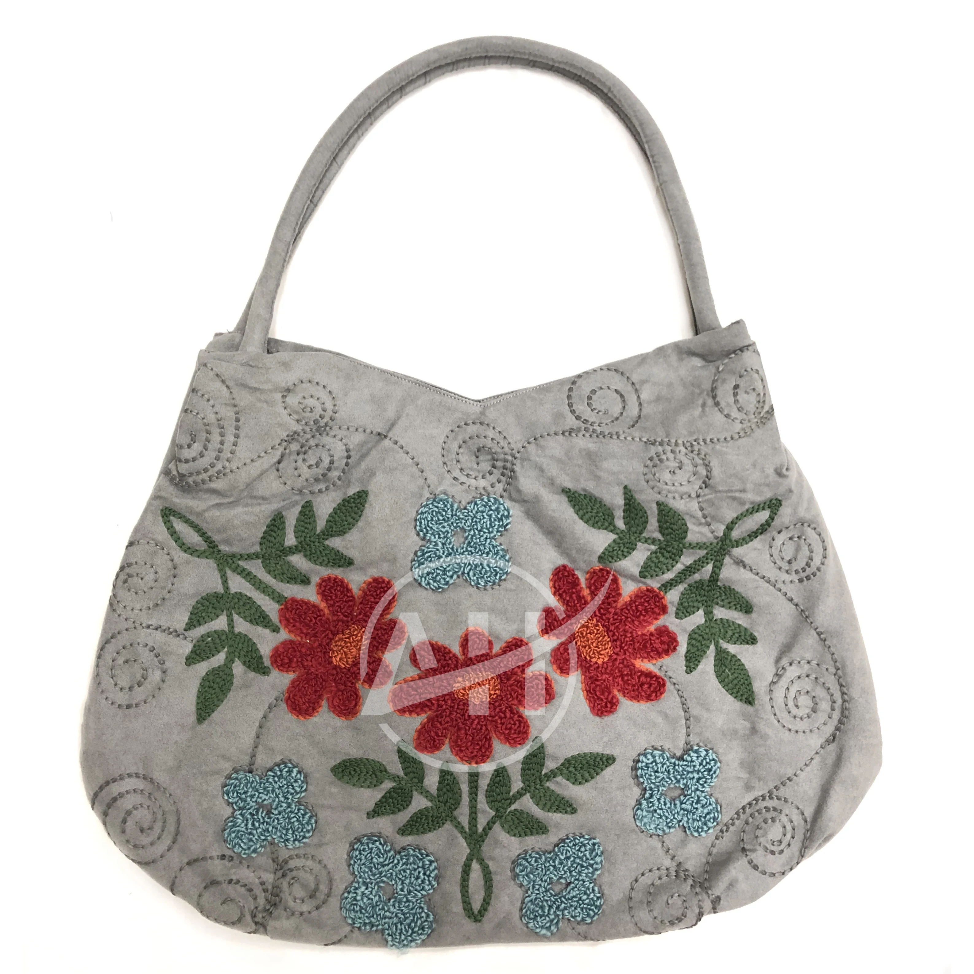Mandala Embroidery Tangle Patterns Embroidery Suede Shoulder Bag, Handmade bags Chain Stitch Women Bags