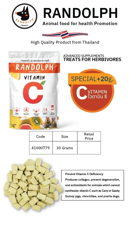 Randolph Treats for Herbivores Vitamin C Supplements for Cavy or Guiney Pigs, Chinchillas, and Prairie Dogs Manufacturer from TH