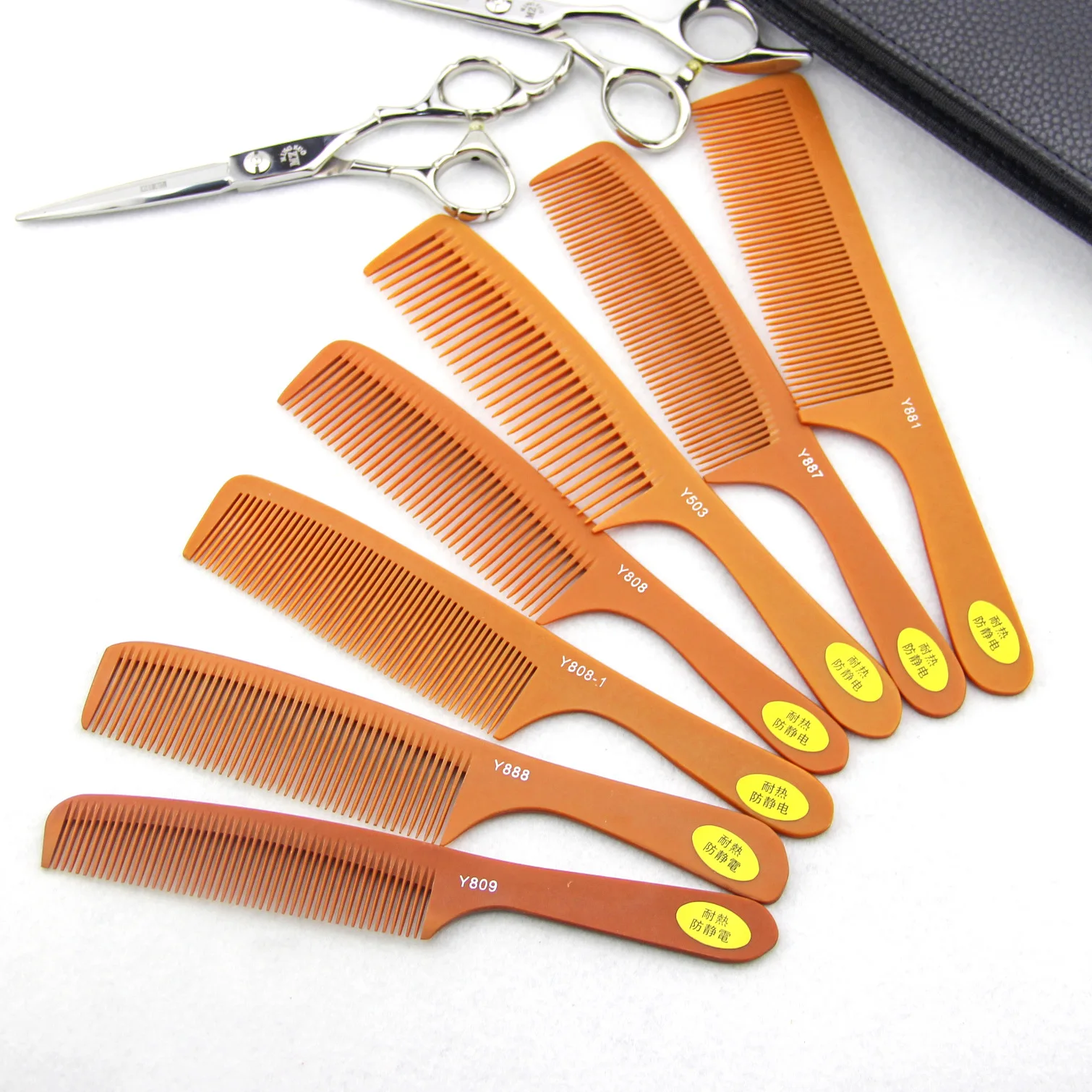 Private Label Logo Ultrathin 3mm Handle Bakelite Anti-static Hair Cutting Hairdressing Comb Barber Tooth Travel Hair Comb