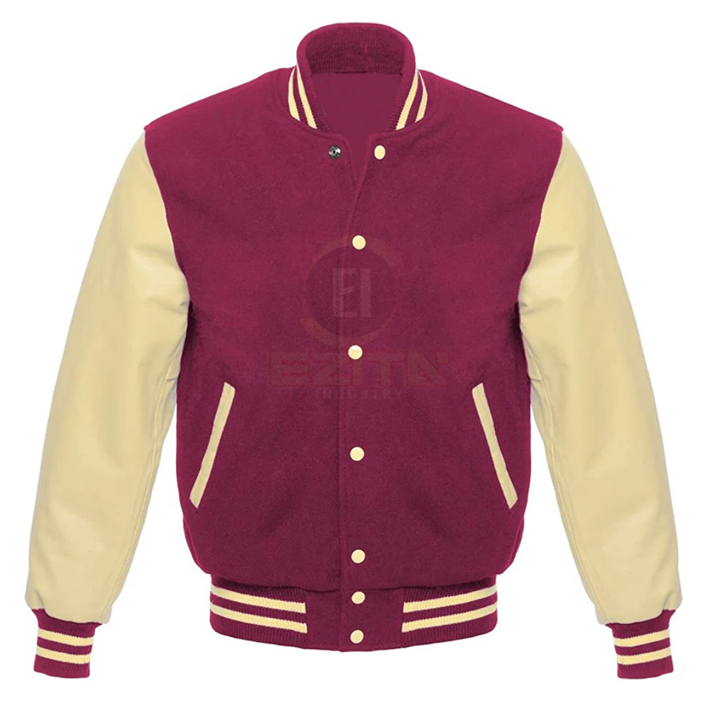 
Leather Sleeves Letterman Baseball Varsity College School University Jacket 