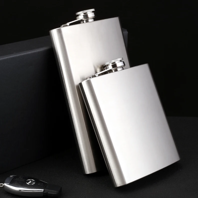 OEM 6oz original brushed stainless steel silver hip flask for liquor whisky spirit