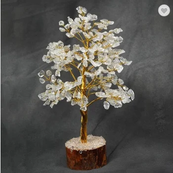 Оптовый продавец драгоценных камней Дерево купить онлайн Кристалл кварц 300 чипы Золотая проволока дерево