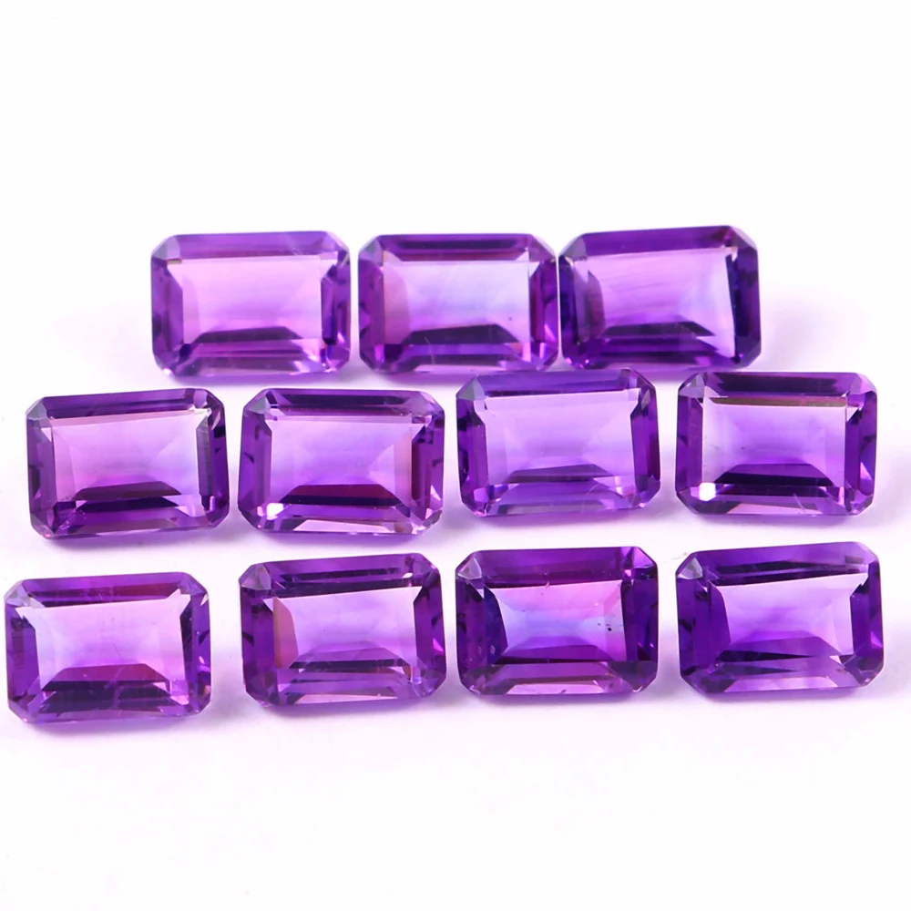 Good Quality Calibrated 6X4 MM Natural Purple Amethyst Loose Stone Faceted Emerald Cut Birthstone Gemstone For Jewelry Making