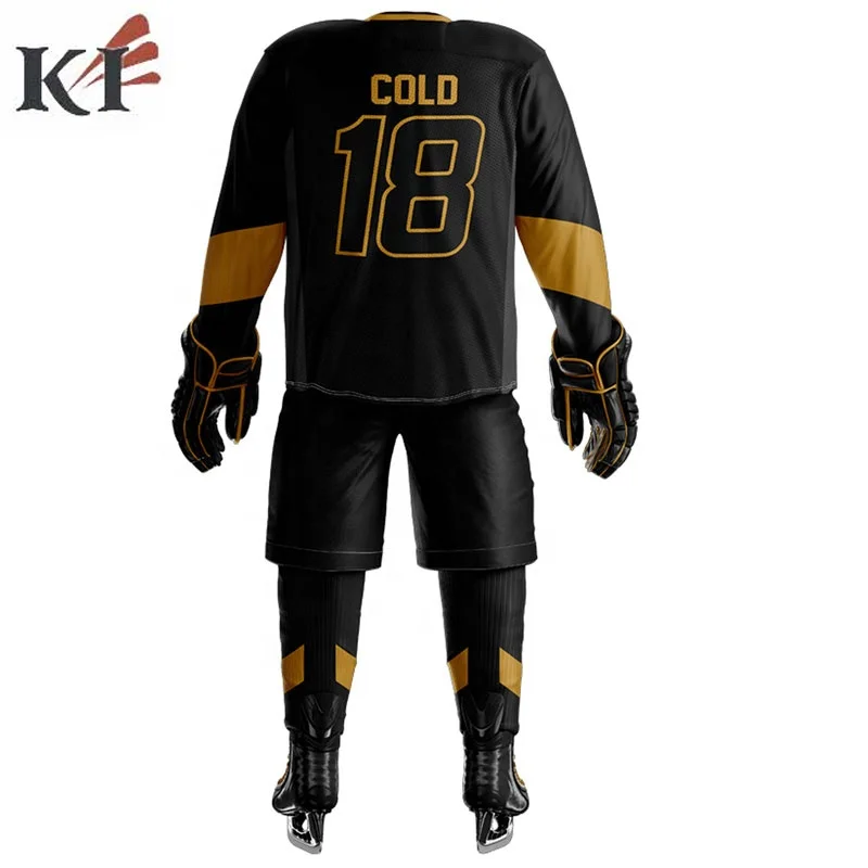 Ice Hockey Shirts Custom Hockey Jersey Golden Sublimation Embroidery Unisex OEM Customized Anti Technics Logo Style Time Knights
