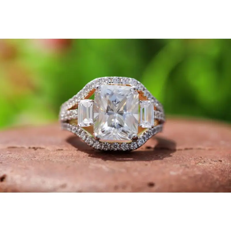  Обручальное кольцо с бриллиантами сертифицированное из белого золота 14 к свадебное для женщин