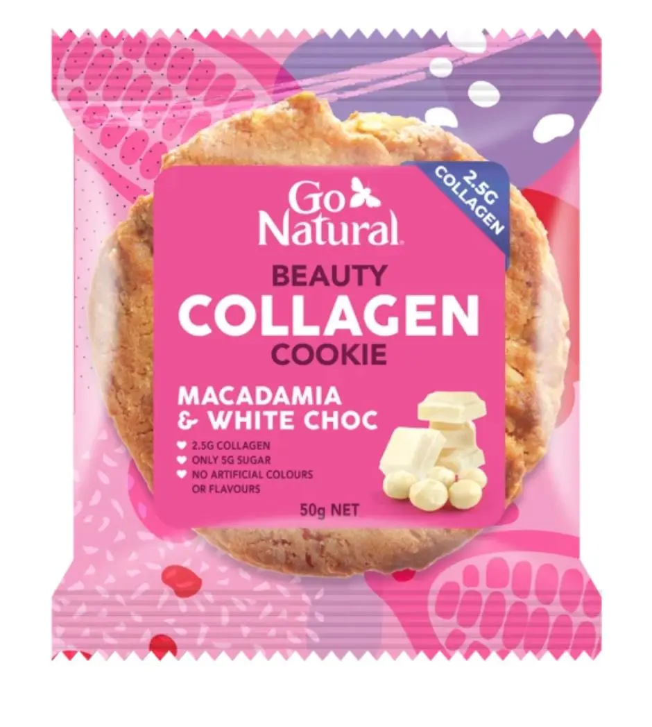 Go Natural Beauty Collagen Macadamia & White Choc Cookie Made In Australia