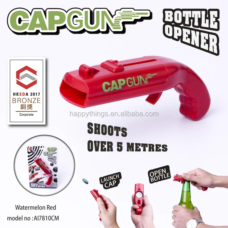 FBA Hot-sale item in Amazon Party Game Novelty Item Cap Gun Launcher Shooter Beer Drink Bottle Opener
