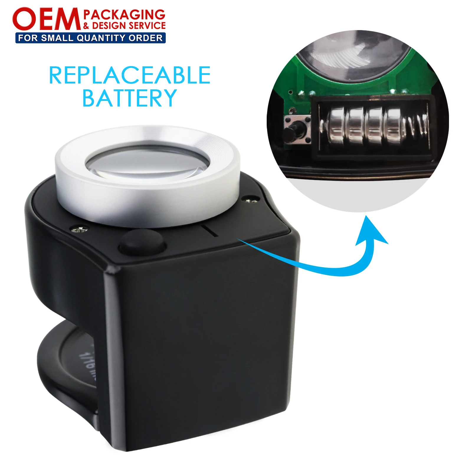 Драгоценный камень драгоценный 309 30x увеличение увеличительное стекло Ювелиры оборудование для ремонта часов и ювелирных изделий с w/налобный фонарь на 3 светодиодах УФ сменная батарея (упаковка OEM)