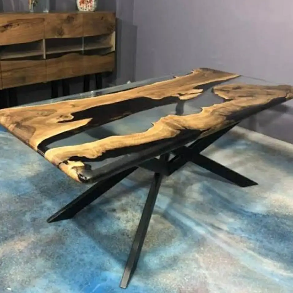Modern Epoxy Resin River Dining Table for Home or Hotel Stylish Furniture for Entry and Dining Room