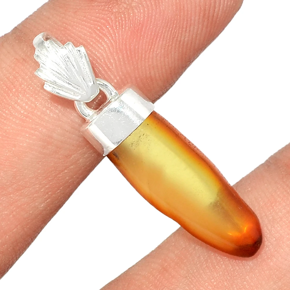 925 Подвеска из драгоценного камня в индивидуальном стиле однотонные желтые балтийские янтарные Женские Подвески большого размера от индийского дилера