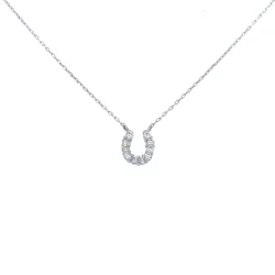 JMW Japan Made White Yellow Rose gold cute Single Diamond Horseshoe Pendant Jewelry Necklace 0.08ct