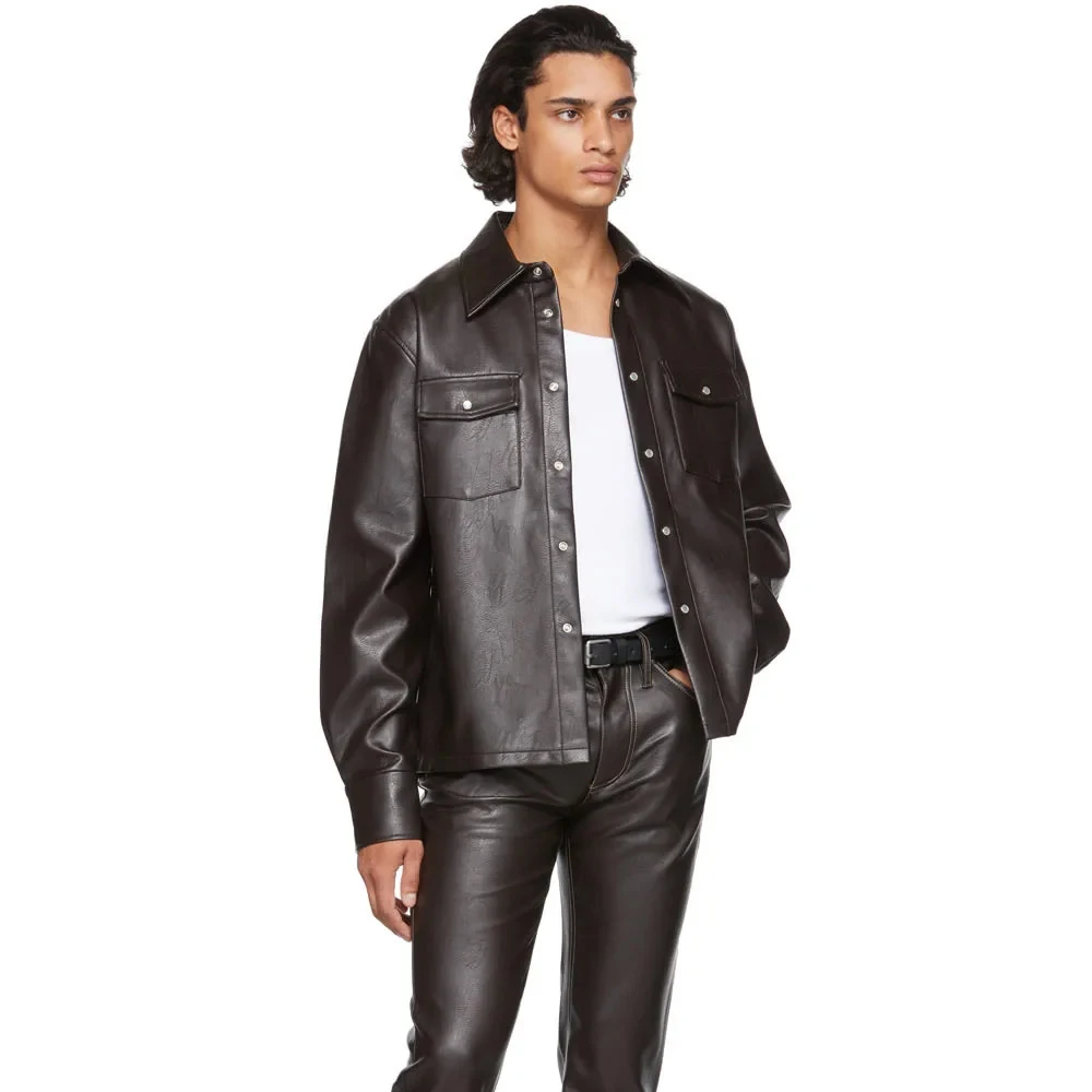 Мужская рубашка из искусственной кожи