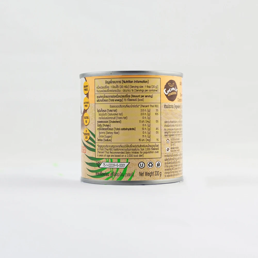 
Wholesale Food Ingredient Sweetened Condensed Coconut Milk 330g Can From Thailand 