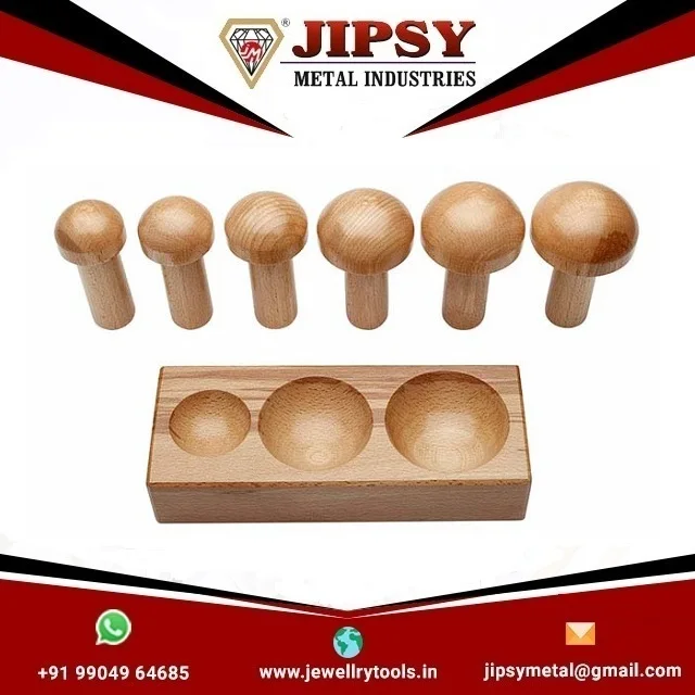 Wooden Pear Shaped Non Marring Dapping Doming plates Block with 11 Cavity Jewelry Making Metal Forming Shaping Tool