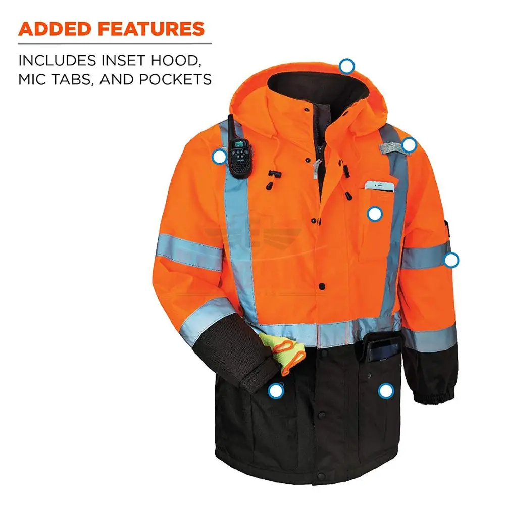 Latest High Visibility Safety Jacket Water-Proof Reflective Workwear in Polyester Customizable with Logo
