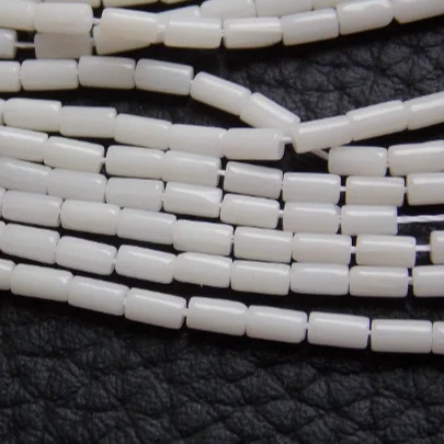 White Coral Smooth Tube Shape Beads Drum Cylinder For Making Jewelry Wholesaler Supplies 100%Natural