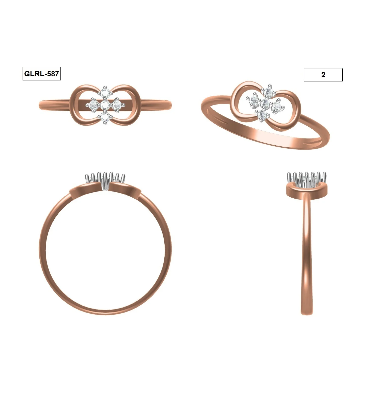 
Wholesale 18K Rose Gold One Line Diamond Engagement Ring For Women Indian Handmade Pave Diamond Designer Maamoona Ring Jewelry 