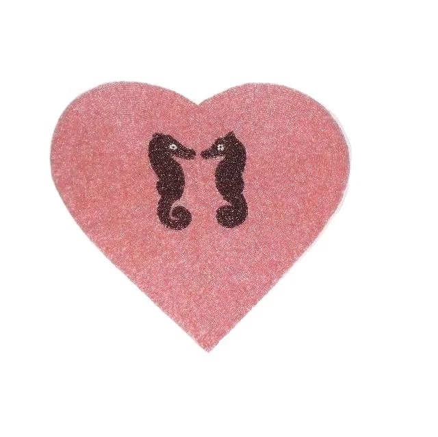 
Heart shape Glass bead place mat in Pink colour with patterns other colours also available 