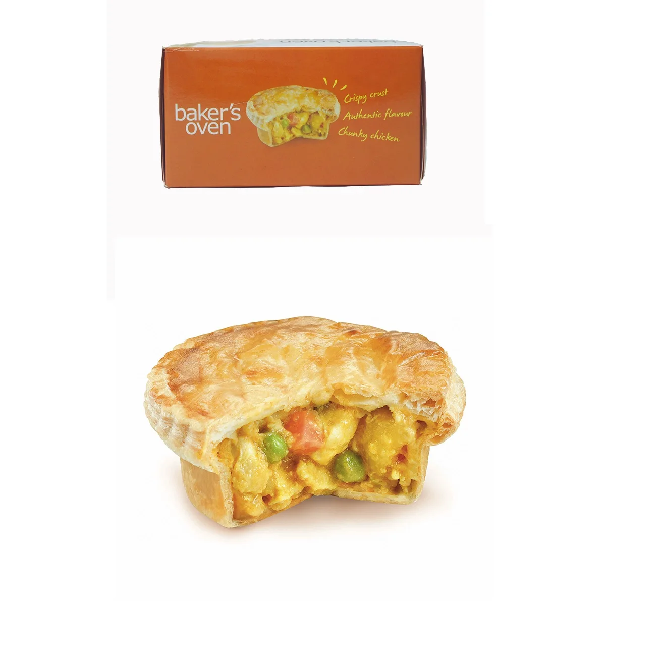 
Frozen Spicy Asian Curry Round Chicken Pie With 12 Months Shelf Life In Colored Boxes Packaging 