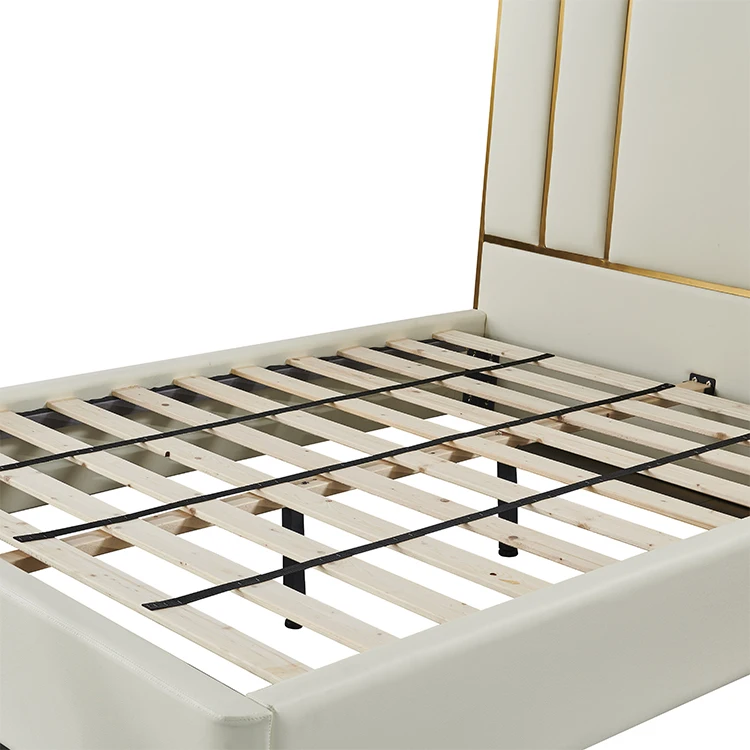 Luxury solid wood upholstered furniture king size platform bed frame set