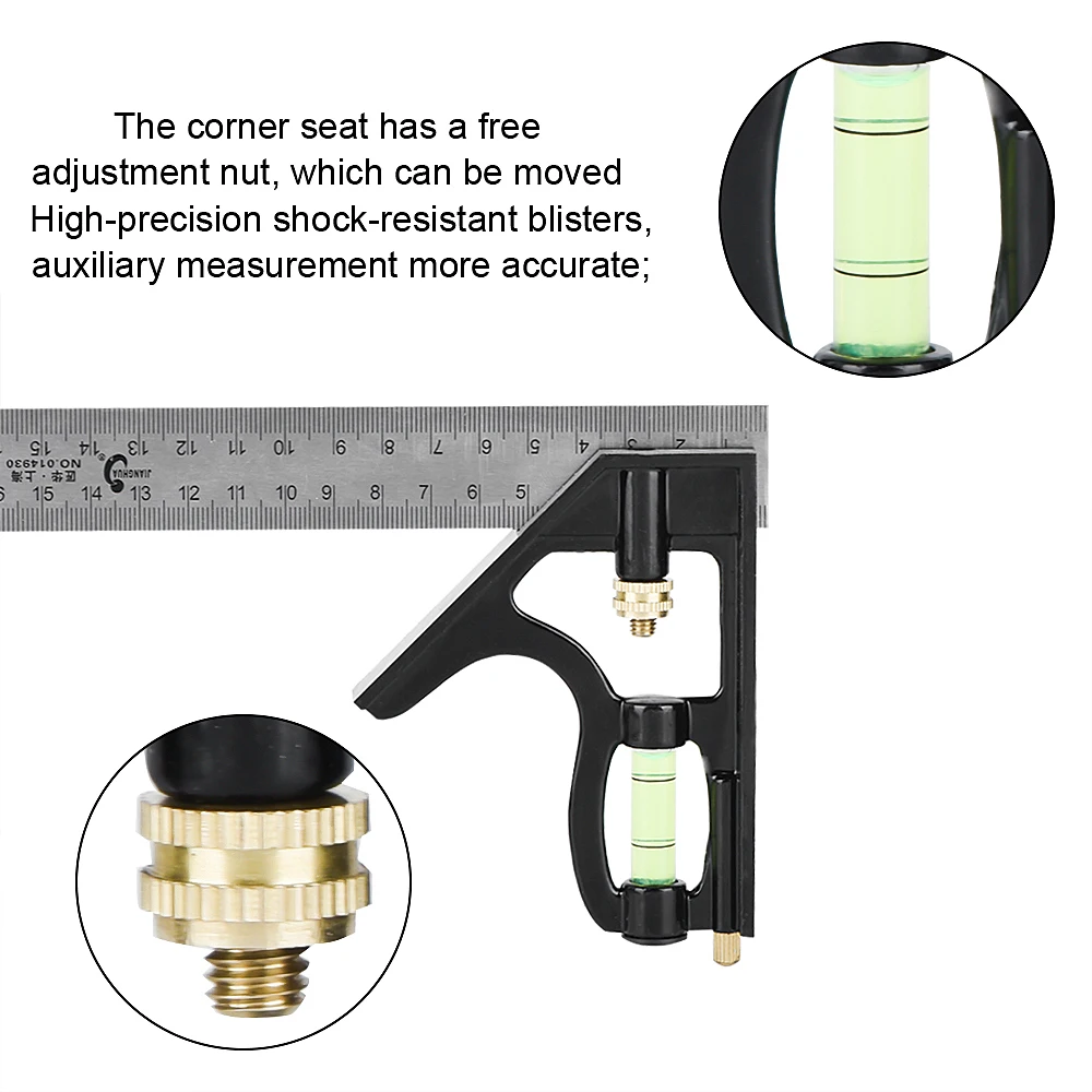 High-precision Double Sided Metric Stainless Steel Angle Ruler with Laser Scale Measuring Tools