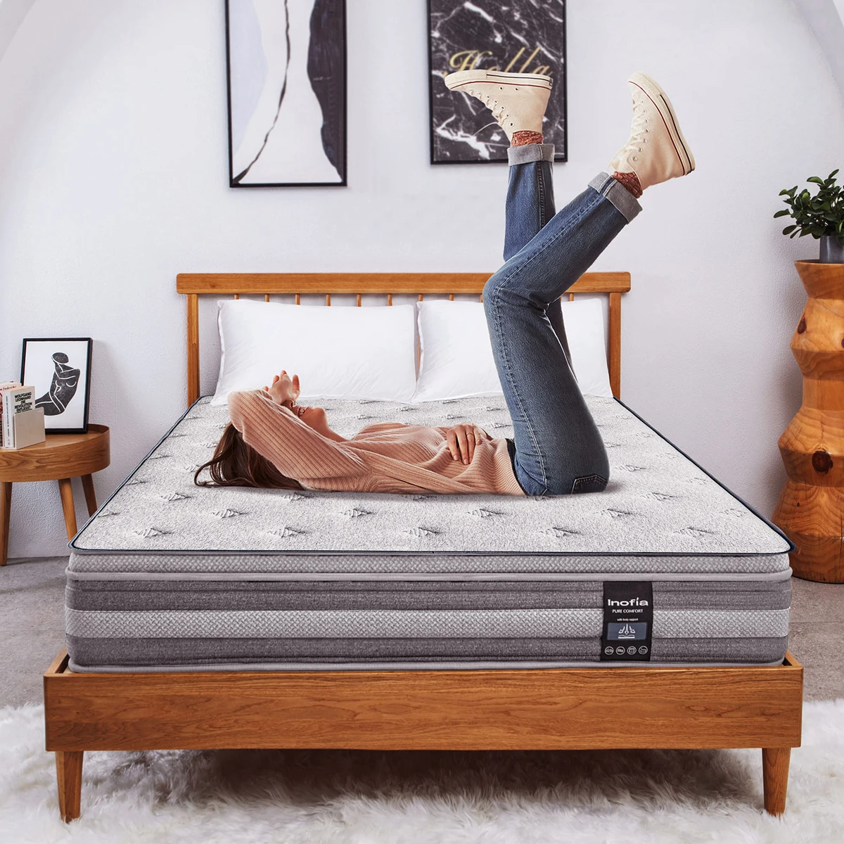 Medium Plush Natural Latex Comfort Airflow foam & Motion Isolating Pocket Coil Spring Mattress