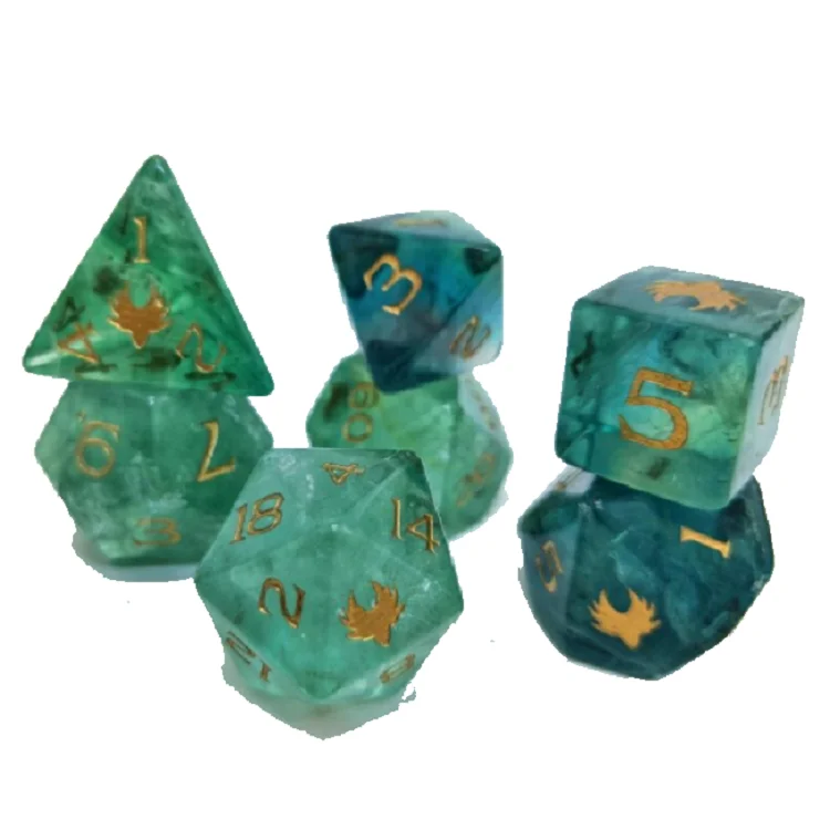 gemstone dice Green Fluorite natural gemstone Engraved stone custom dice sets Vikings crystal stone dice Crystal agate