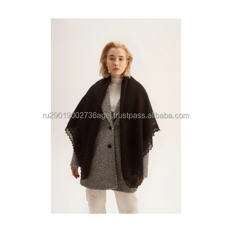 Quality women knitted shawls for cold season hand crafted in traditional style from manufacturer woolen shawls