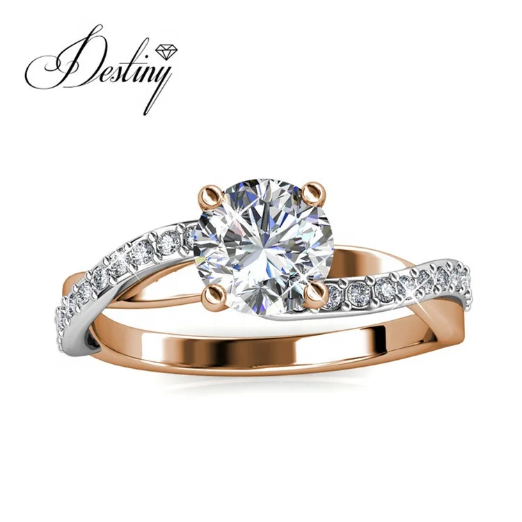  Destiny Jewelry 18K Смешанное белое и розовое позолоченное витое кольцо Eleanor Женское Обручальное с