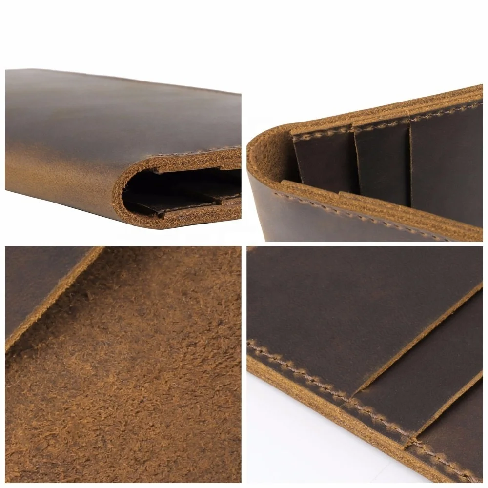 Leather Long Wallets Genuine Leather Bi fold Men Wallet Vintage Purse  WML-0004