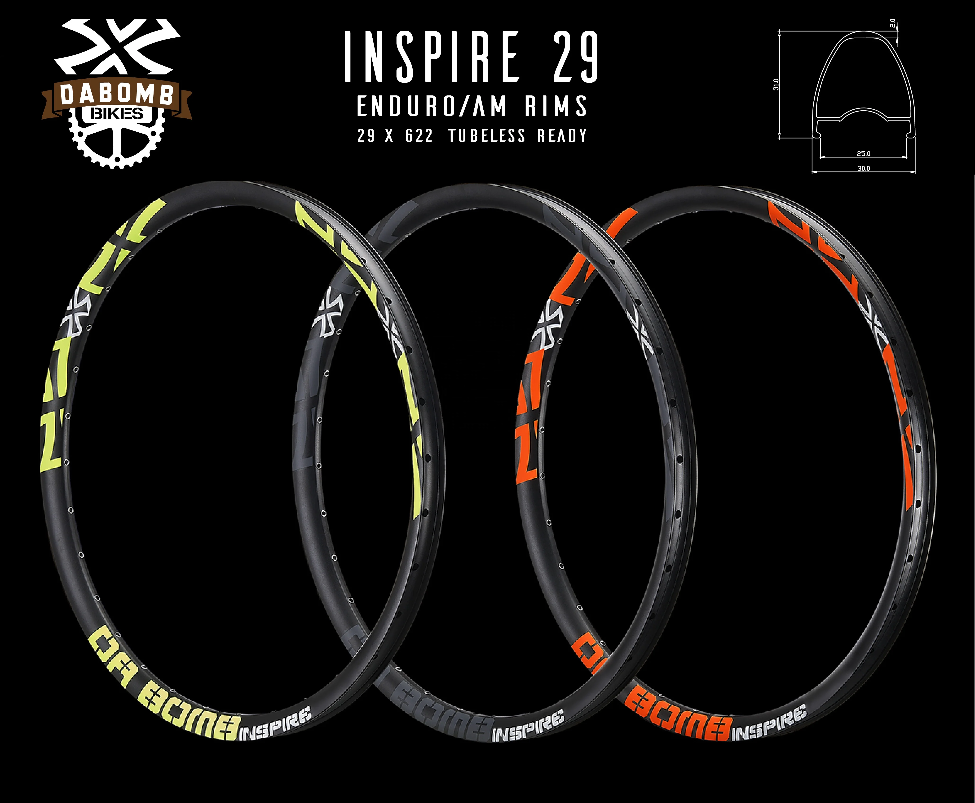 DABOMB Bike Components MTB Enduro Niobium Alloy 29 Wheel Bicycle Rim