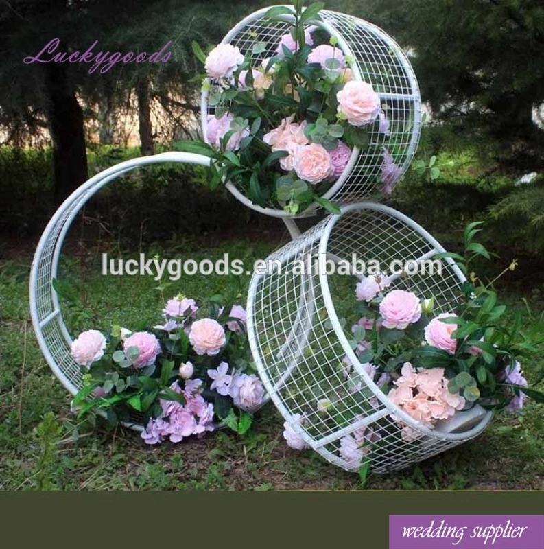 LG20180417-2 white wedding aisle flower stand new arrival round metal stand