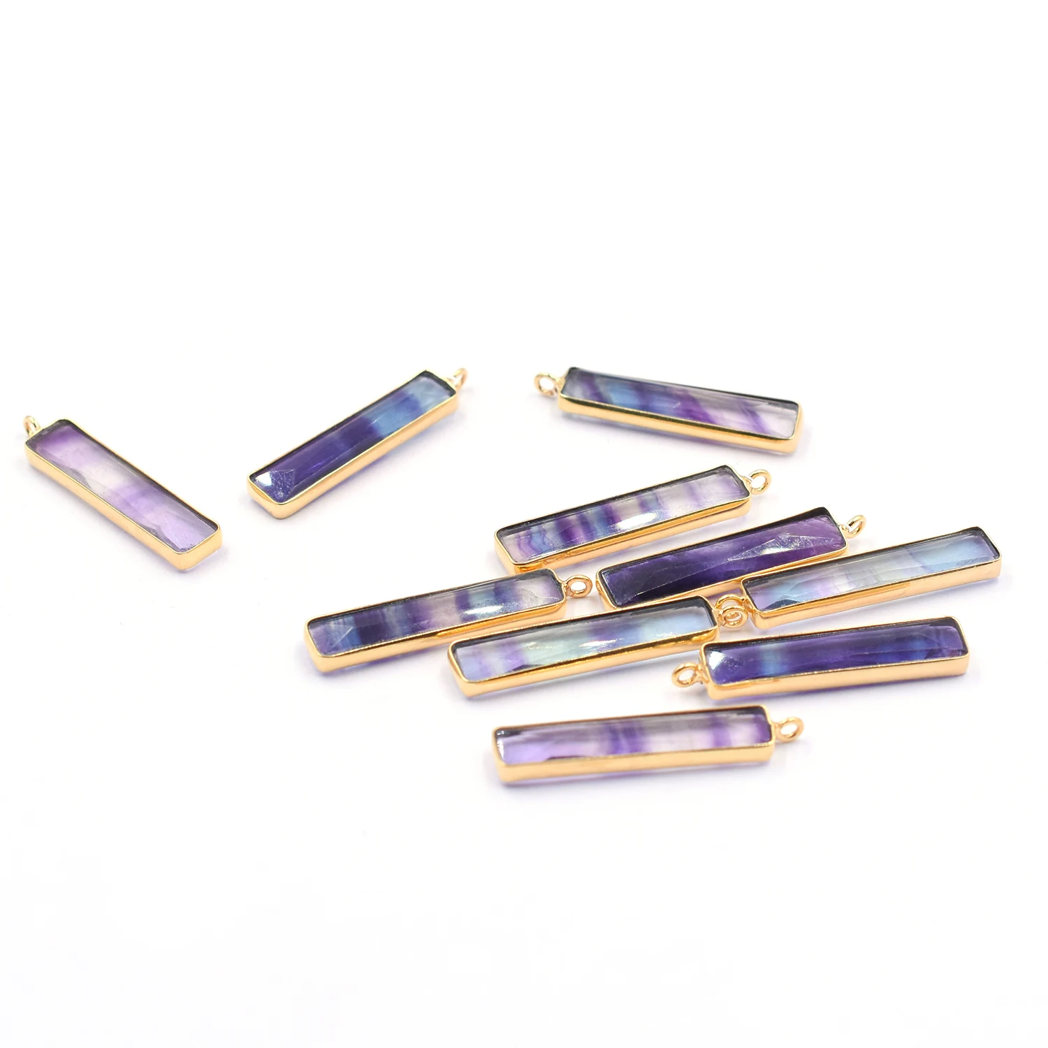 Fluorite Rectangle Shape 925 Sterling Silver Bezel Gold Plated Pendant Handmade Jewelry Making