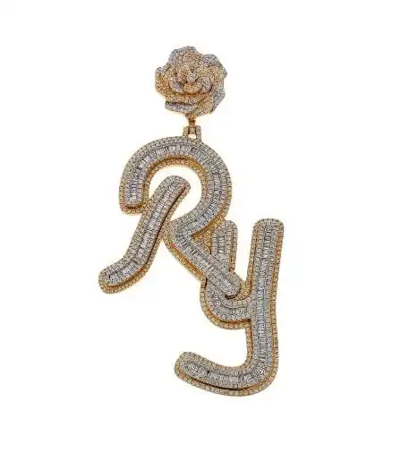 Модная подвеска с именем на заказ из настоящего золота 10 карат с натуральными бриллиантами