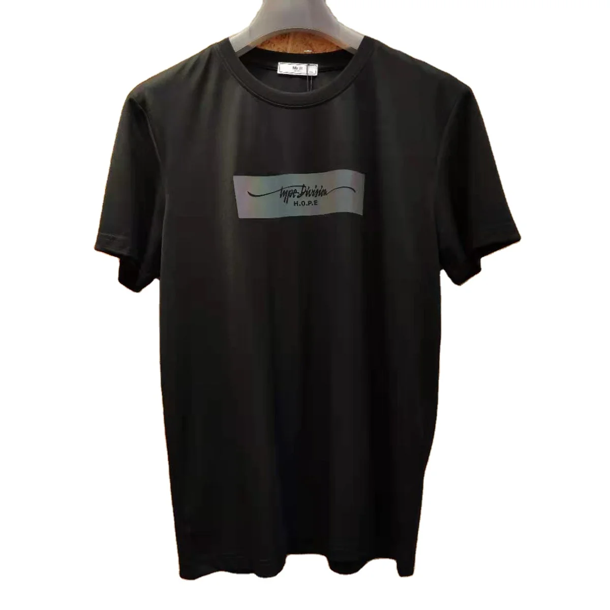 Clothes designer custom reflective laser printing t-shirt 100% cotton short sleeve Rainbow reflective graphic tees